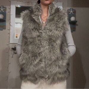 Express Gray Faux Fur Vest